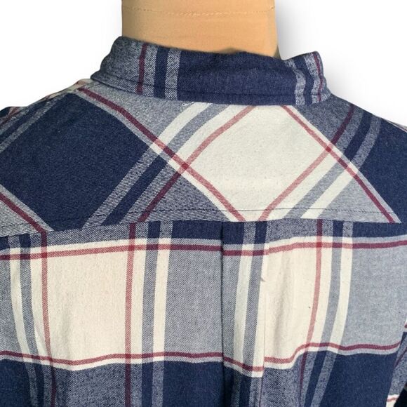 Weatherproof Vintage Plaid Flannel Comfort Stretch Navy Button-Down Shirt XL - Picture 5 of 13